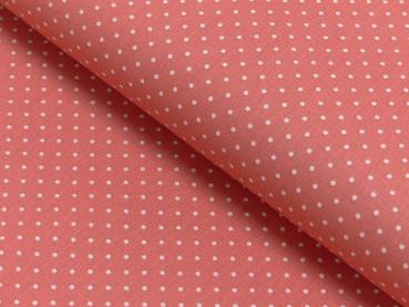 Baumwoll Druck Tupfen Lachs / Weiß 2mm